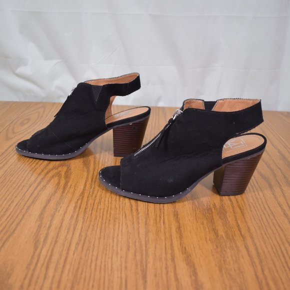 L4L Black Wedge Heels Ankle Open Toe Zipper Size 8 L4L by Lust - Picture 4 of 14